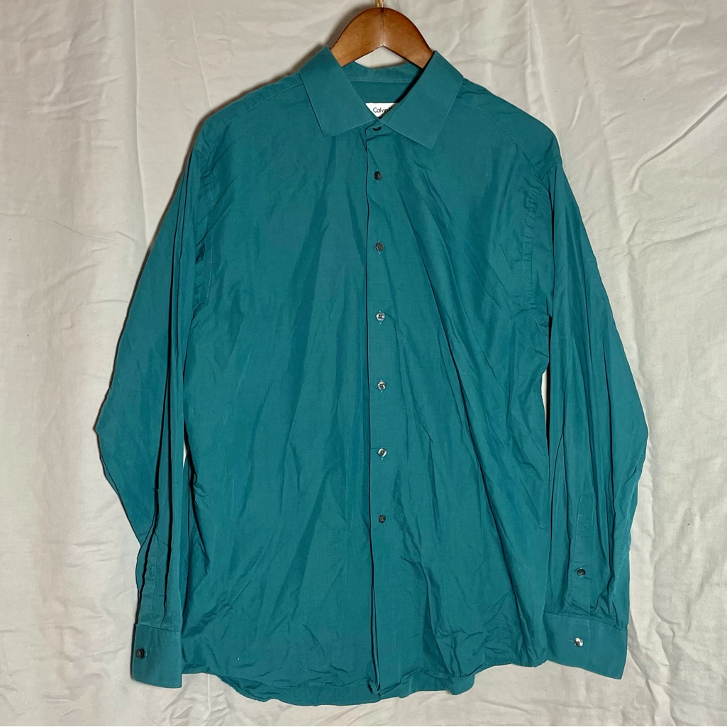 Teal Calvin Klein Button Up Shirt Regular Fit Sz 34/35
